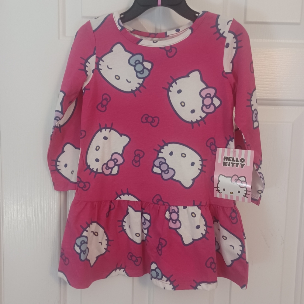 NEW Hello Kitty Drop Waist Long Sleeve Dress Sz 2T